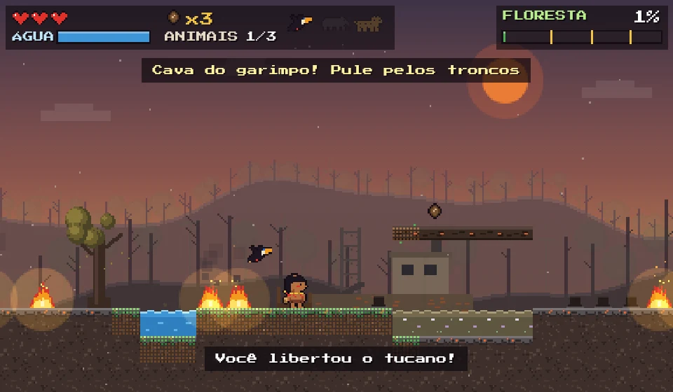 Fase 2 com uma draga de garimpo e água contaminada